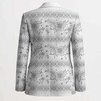 Samoa White Sunday Blazer Samoan Tapa White Hibiscus - Polynesian Pride