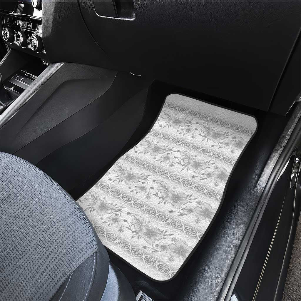 Samoa White Sunday Car Mats Samoan Tapa White Hibiscus - Polynesian Pride