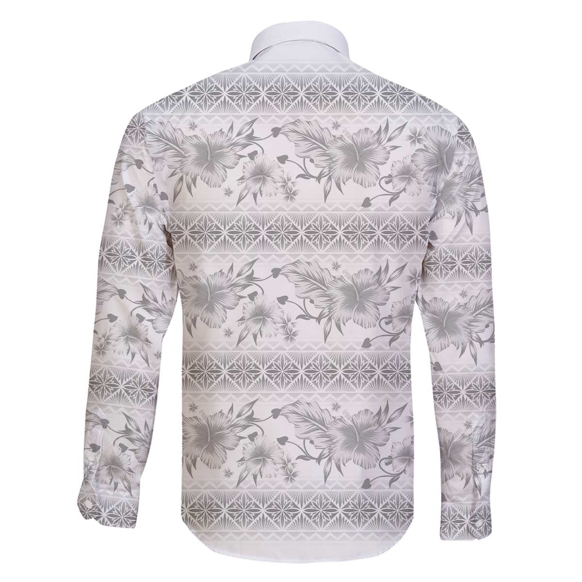 Samoa White Sunday Family Matching Off The Shoulder Long Sleeve Dress and Hawaiian Shirt Samoan Tapa White Hibiscus LT05 - Polynesian Pride