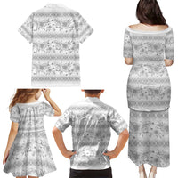 Samoa White Sunday Family Matching Puletasi and Hawaiian Shirt Samoan Tapa White Hibiscus LT05 - Polynesian Pride