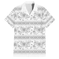 Samoa White Sunday Family Matching Puletasi and Hawaiian Shirt Samoan Tapa White Hibiscus LT05 Dad's Shirt - Short Sleeve White - Polynesian Pride