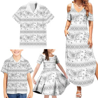 Samoa White Sunday Family Matching Summer Maxi Dress and Hawaiian Shirt Samoan Tapa White Hibiscus LT05 - Polynesian Pride
