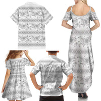 Samoa White Sunday Family Matching Summer Maxi Dress and Hawaiian Shirt Samoan Tapa White Hibiscus LT05 - Polynesian Pride