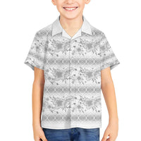 Samoa White Sunday Family Matching Summer Maxi Dress and Hawaiian Shirt Samoan Tapa White Hibiscus LT05 Son's Shirt White - Polynesian Pride
