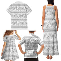 Samoa White Sunday Family Matching Tank Maxi Dress and Hawaiian Shirt Samoan Tapa White Hibiscus LT05 - Polynesian Pride