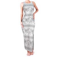 Samoa White Sunday Family Matching Tank Maxi Dress and Hawaiian Shirt Samoan Tapa White Hibiscus LT05 Mom's Dress White - Polynesian Pride