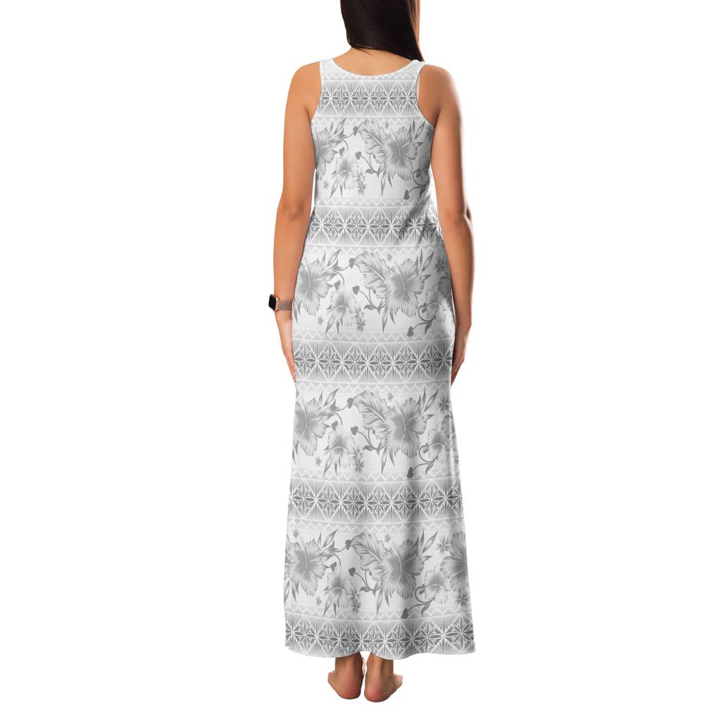 Samoa White Sunday Family Matching Tank Maxi Dress and Hawaiian Shirt Samoan Tapa White Hibiscus LT05 - Polynesian Pride