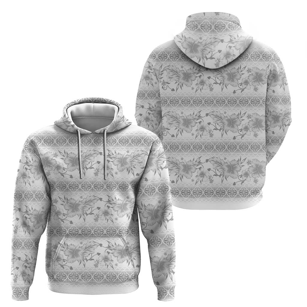 Samoa White Sunday Hoodie Samoan Tapa White Hibiscus - Polynesian Pride