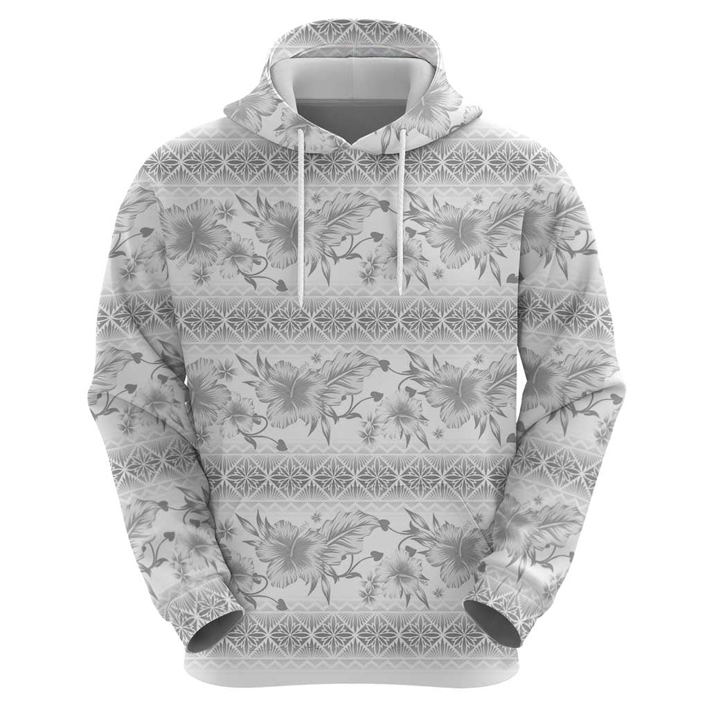 Samoa White Sunday Hoodie Samoan Tapa White Hibiscus - Polynesian Pride