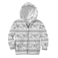 Samoa White Sunday Kid Hoodie Samoan Tapa White Hibiscus LT05 Zip Hoodie White - Polynesian Pride