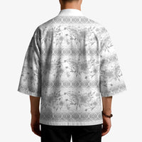 Samoa White Sunday Kimono Samoan Tapa White Hibiscus - Polynesian Pride