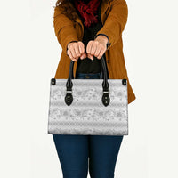 Samoa White Sunday Leather Bag Samoan Tapa White Hibiscus - Polynesian Pride