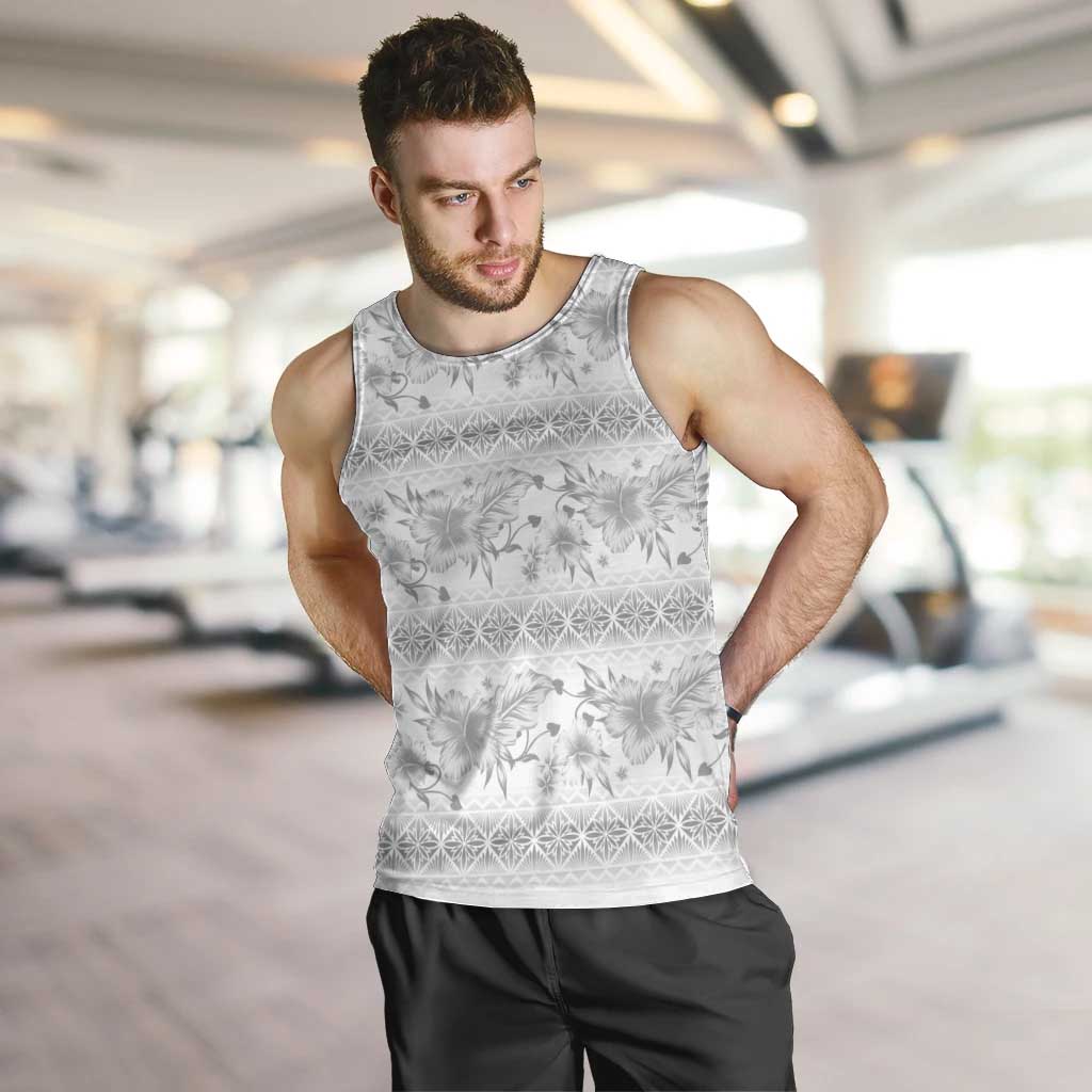 Samoa White Sunday Men Tank Top Samoan Tapa White Hibiscus LT05 White - Polynesian Pride