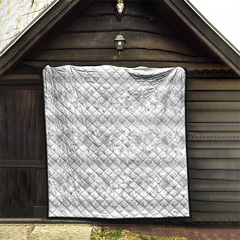 Samoa White Sunday Quilt Samoan Tapa White Hibiscus - Polynesian Pride