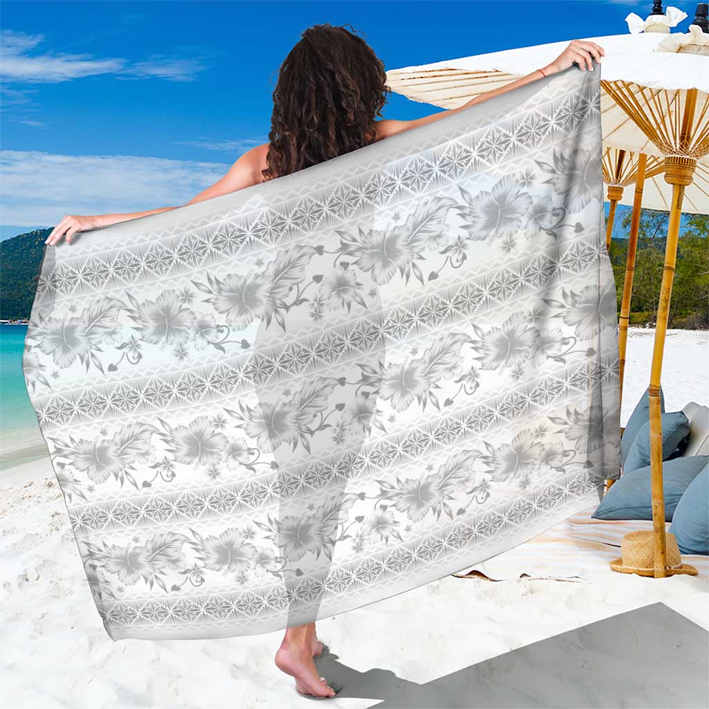 Samoa White Sunday Sarong Samoan Tapa White Hibiscus - Polynesian Pride