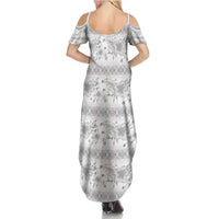 Samoa White Sunday Summer Maxi Dress Samoan Tapa White Hibiscus LT05 - Polynesian Pride