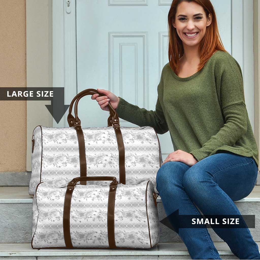 Samoa White Sunday Travel Bag Samoan Tapa White Hibiscus - Polynesian Pride