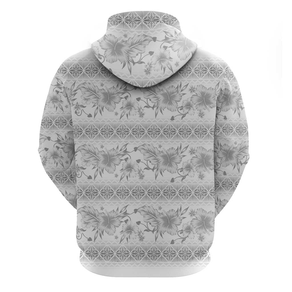 Samoa White Sunday Zip Hoodie Samoan Tapa White Hibiscus - Polynesian Pride