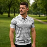 Samoa White Sunday Zipper Polo Shirt Samoan Tapa White Hibiscus - Polynesian Pride