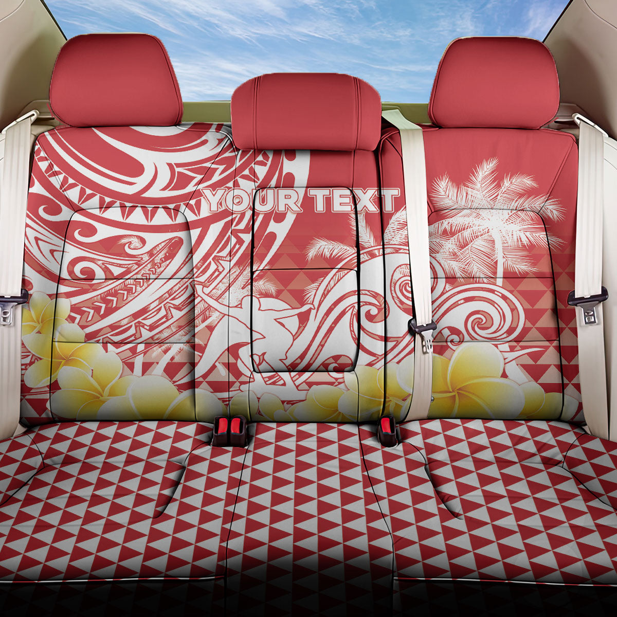 Personalised Tahiti Surfing Back Car Seat Cover Polynesian Style LT05 One Size Red - Polynesian Pride