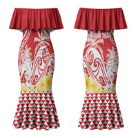 Personalised Tahiti Surfing Couples Matching Mermaid Dress and Hawaiian Shirt Polynesian Style LT05 - Polynesian Pride