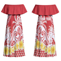 Personalised Tahiti Surfing Couples Matching Off Shoulder Maxi Dress and Hawaiian Shirt Polynesian Style LT05 - Polynesian Pride