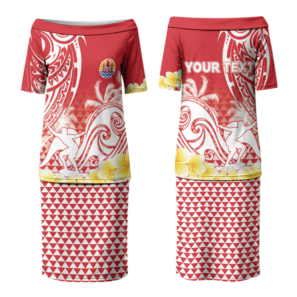 Personalised Tahiti Surfing Couples Matching Puletasi and Long Sleeve Button Shirt Polynesian Style LT05 - Polynesian Pride