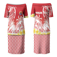 Personalised Tahiti Surfing Couples Matching Puletasi and Long Sleeve Button Shirt Polynesian Style LT05 - Polynesian Pride