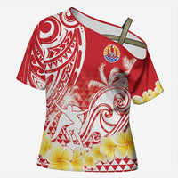 Personalised Tahiti Surfing Cross Shoulder Shirt Polynesian Style LT05 Female Red - Polynesian Pride