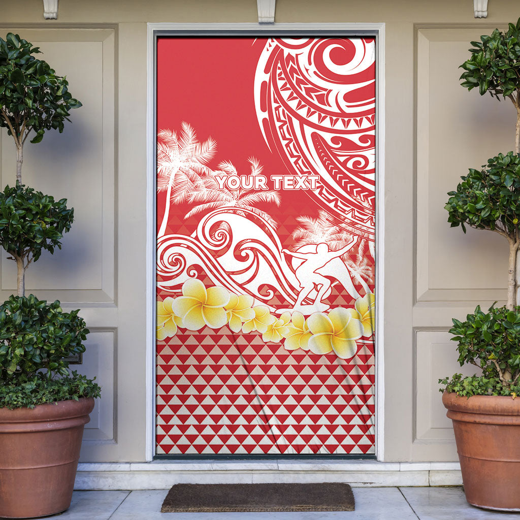 Personalised Tahiti Surfing Door Cover Polynesian Style LT05 Red - Polynesian Pride