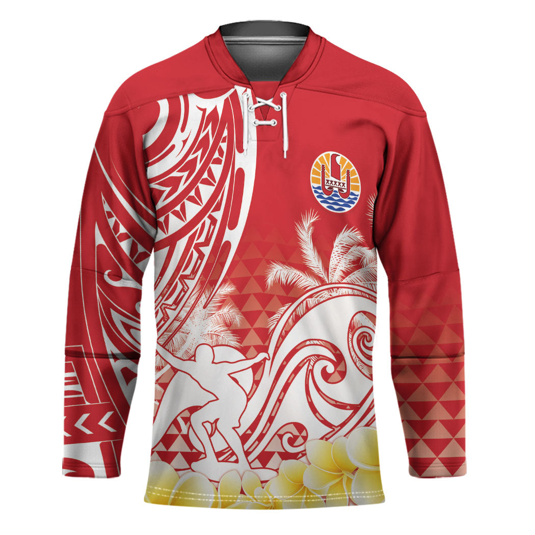 Personalised Tahiti Surfing Hockey Jersey Polynesian Style LT05 Unisex Red - Polynesian Pride