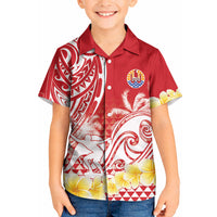 Personalised Tahiti Surfing Kid Hawaiian Shirt Polynesian Style LT05 Kid Red - Polynesian Pride