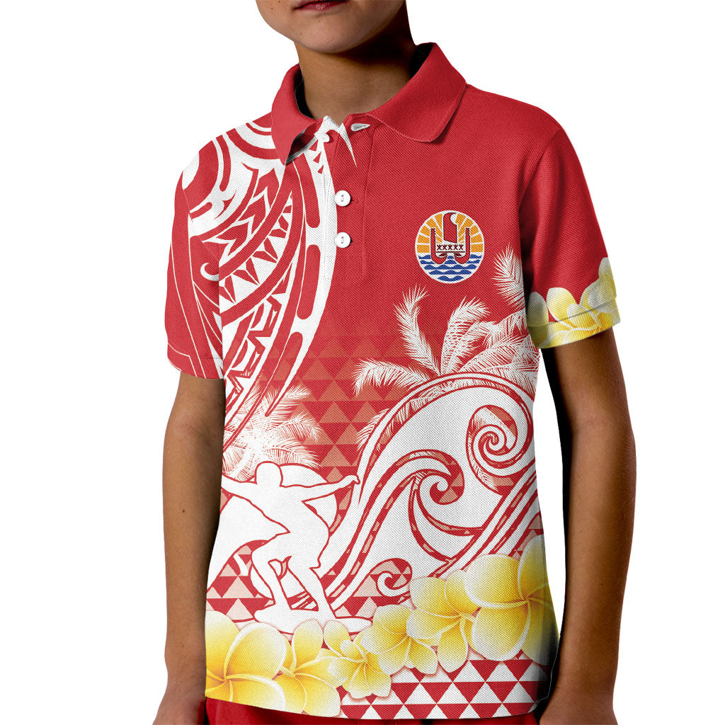 Personalised Tahiti Surfing Kid Polo Shirt Polynesian Style LT05 Kid Red - Polynesian Pride