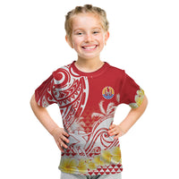 Personalised Tahiti Surfing Kid T Shirt Polynesian Style LT05 Red - Polynesian Pride