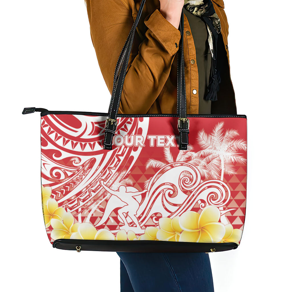 Personalised Tahiti Surfing Leather Tote Bag Polynesian Style LT05 - Polynesian Pride