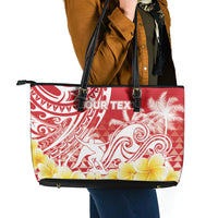 Personalised Tahiti Surfing Leather Tote Bag Polynesian Style LT05 - Polynesian Pride