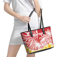 Personalised Tahiti Surfing Leather Tote Bag Polynesian Style LT05 - Polynesian Pride