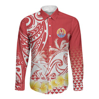 Personalised Tahiti Surfing Long Sleeve Button Shirt Polynesian Style LT05 Unisex Red - Polynesian Pride
