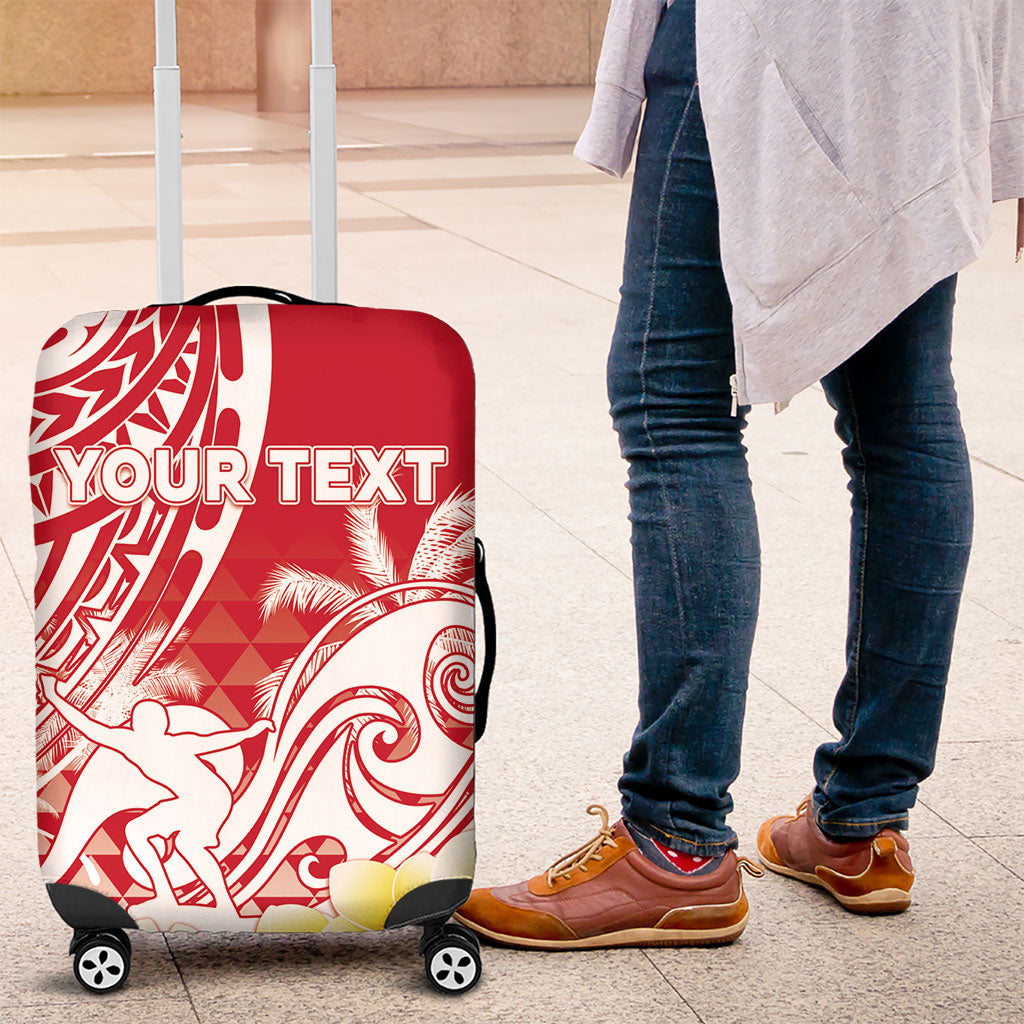 Personalised Tahiti Surfing Luggage Cover Polynesian Style LT05 Red - Polynesian Pride