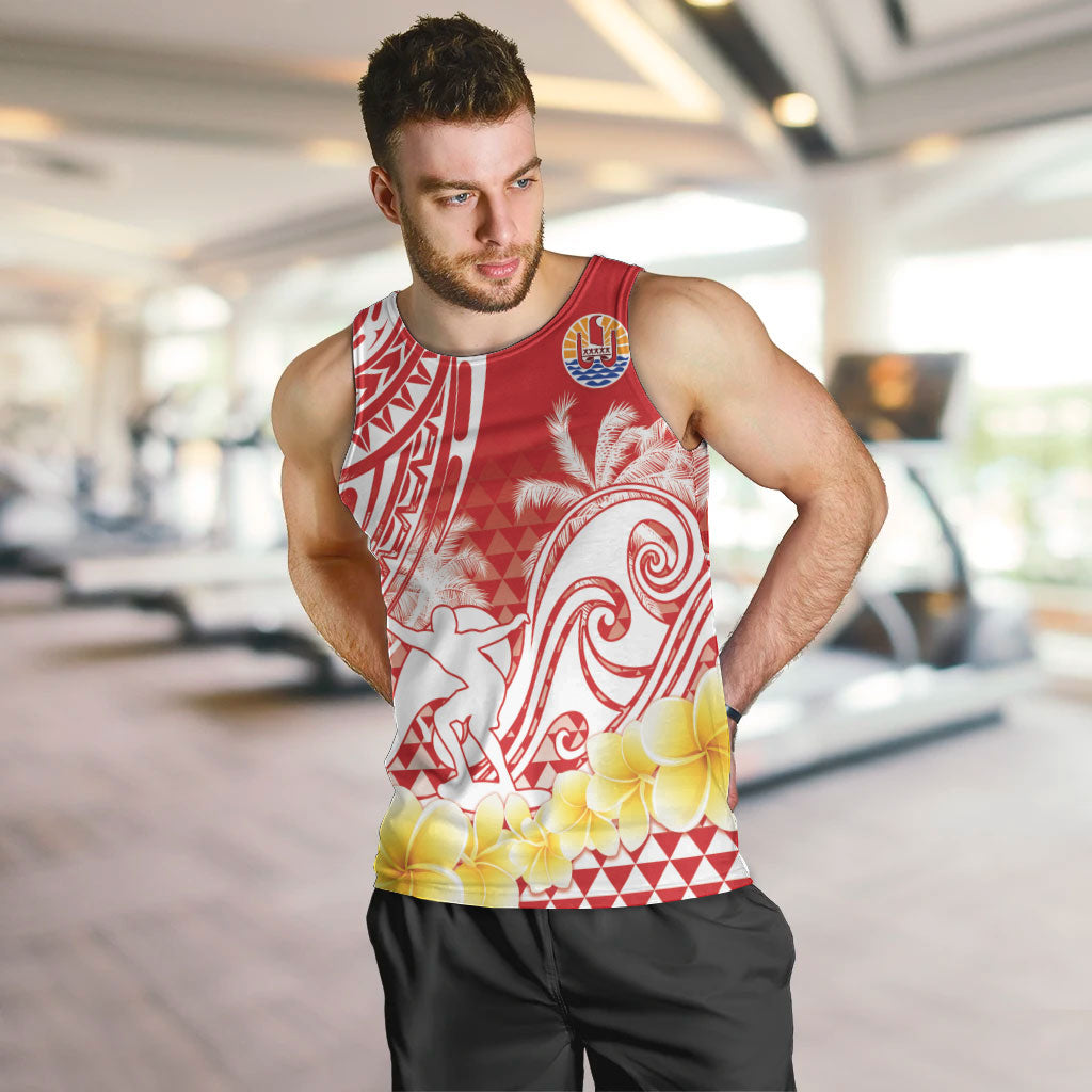 Personalised Tahiti Surfing Men Tank Top Polynesian Style LT05 Red - Polynesian Pride