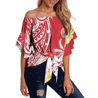 Personalised Tahiti Surfing Off Shoulder Wrap Waist Top Polynesian Style LT05 - Polynesian Pride