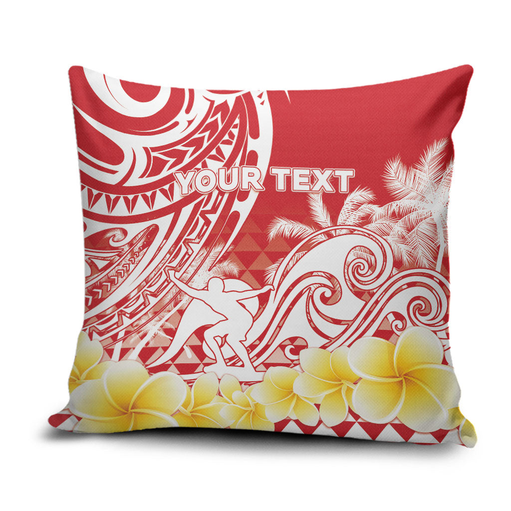 Personalised Tahiti Surfing Pillow Cover Polynesian Style LT05 Red - Polynesian Pride