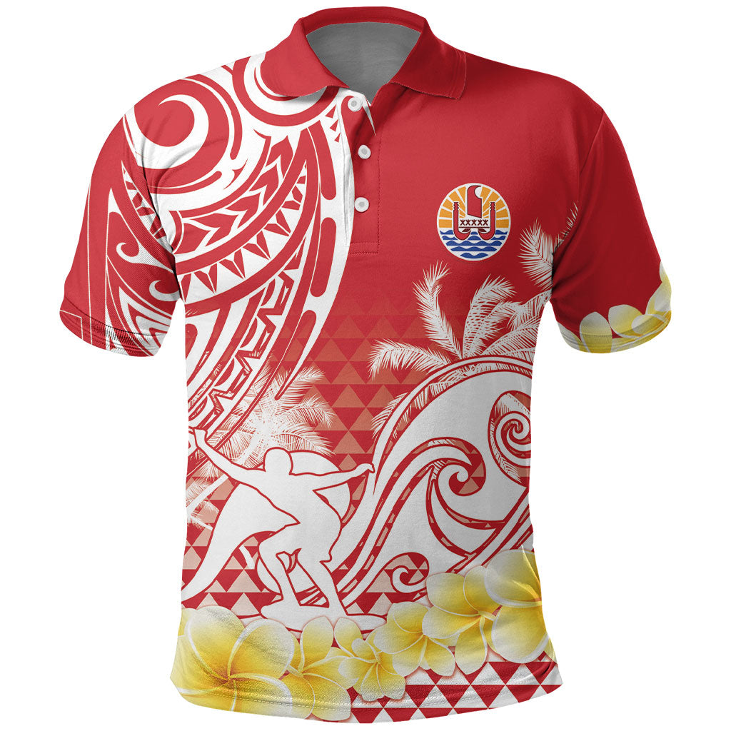 Personalised Tahiti Surfing Polo Shirt Polynesian Style LT05 Red - Polynesian Pride