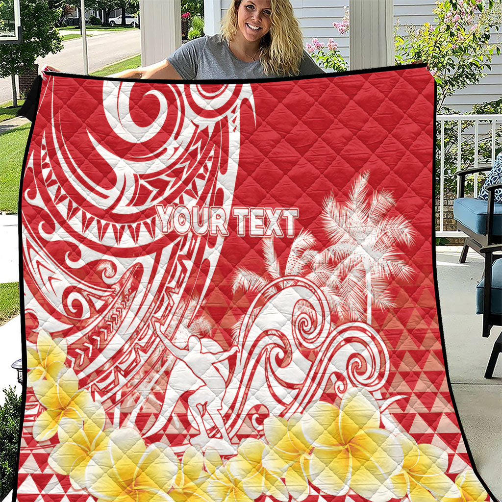 Personalised Tahiti Surfing Quilt Polynesian Style LT05 Red - Polynesian Pride