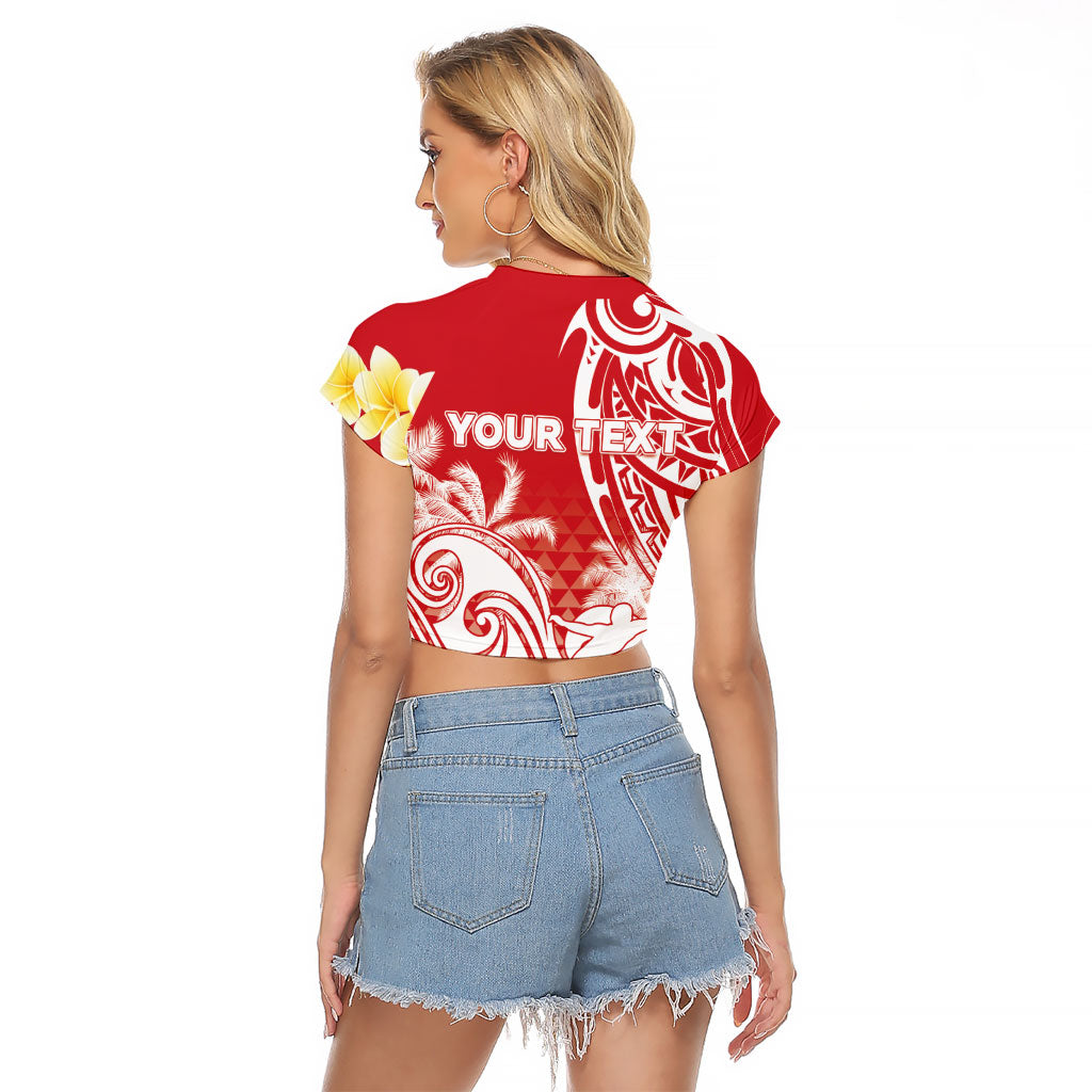 Personalised Tahiti Surfing Raglan Cropped T Shirt Polynesian Style LT05 - Polynesian Pride