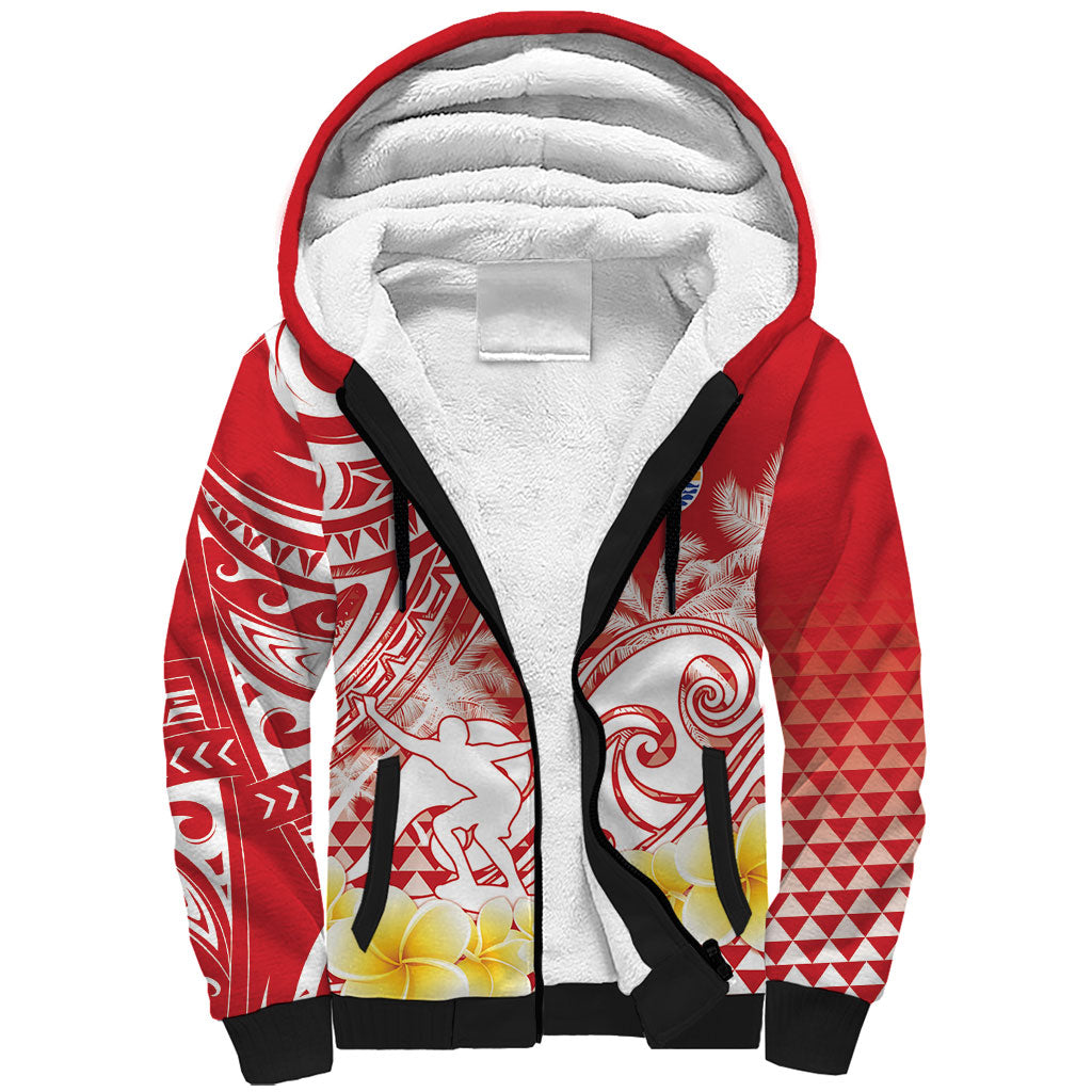 Personalised Tahiti Surfing Sherpa Hoodie Polynesian Style LT05 Unisex Red - Polynesian Pride
