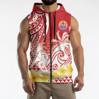 Personalised Tahiti Surfing Sleeveless Zip Hoodie Polynesian Style LT05 - Polynesian Pride