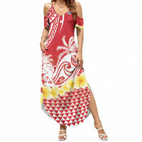 Personalised Tahiti Surfing Summer Maxi Dress Polynesian Style LT05 Women Red - Polynesian Pride