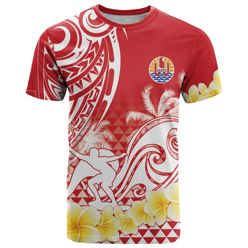 Personalised Tahiti Surfing T Shirt Polynesian Style LT05 Red - Polynesian Pride