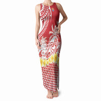 Personalised Tahiti Surfing Tank Maxi Dress Polynesian Style LT05 Women Red - Polynesian Pride